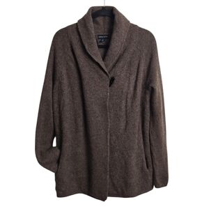 Adrienne Vittadini wool yak hair brown toggle cardigan sweater Size XL